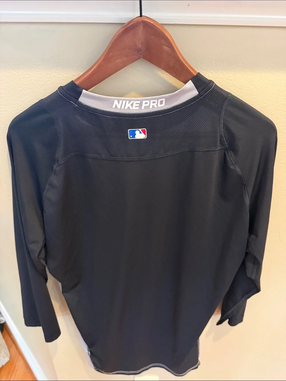 Nike Pro Light Gray and Black Raglan Long Sleeve Top